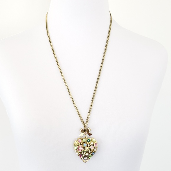 Betsey Johnson Jewelry - Betsey Johnson Necklace Flower Heart Pendant